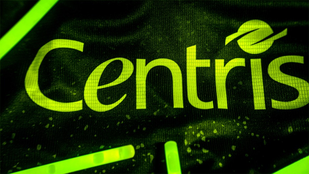 The Centris logo on Union Omaha's 2024 Hummel primary jersey, surrounded by glow sticks.