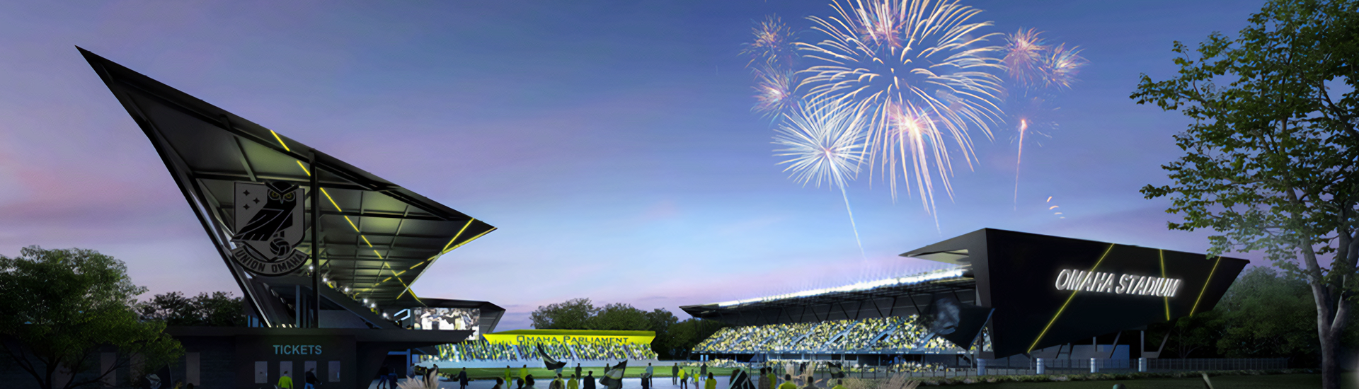 Rendering of Union Omaha's downtown stadium